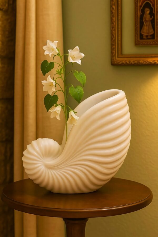 Marble Shell Conch Design Flower Pot - Image 2