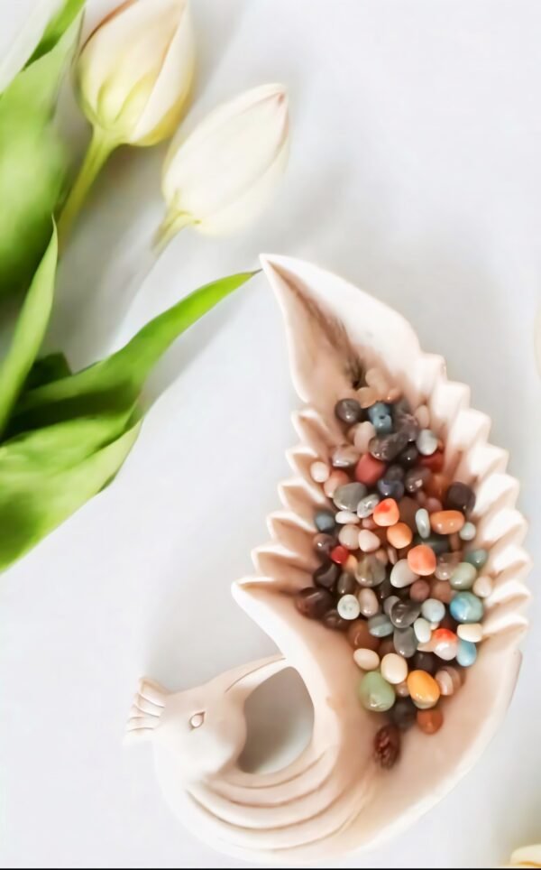 Peacock Shape Marble Style Bowl - Image 3