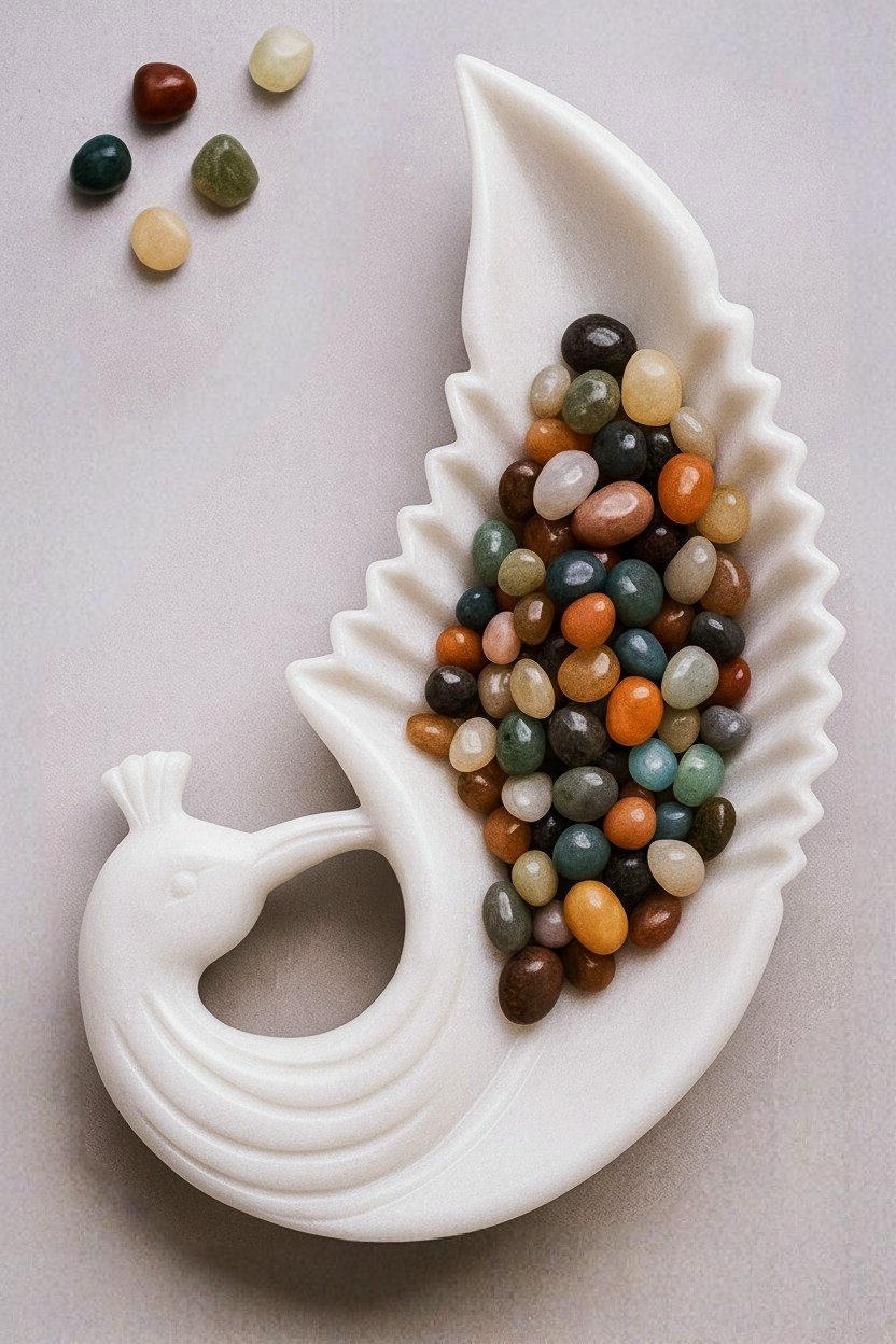 Peacock Shape Marble Style Bowl