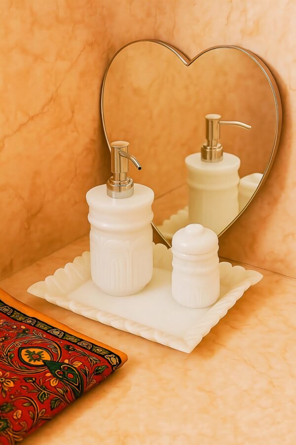 White Marble Bathroom Accessories Set - Image 2