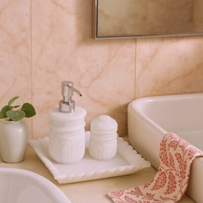 White Marble Bathroom Accessories Set