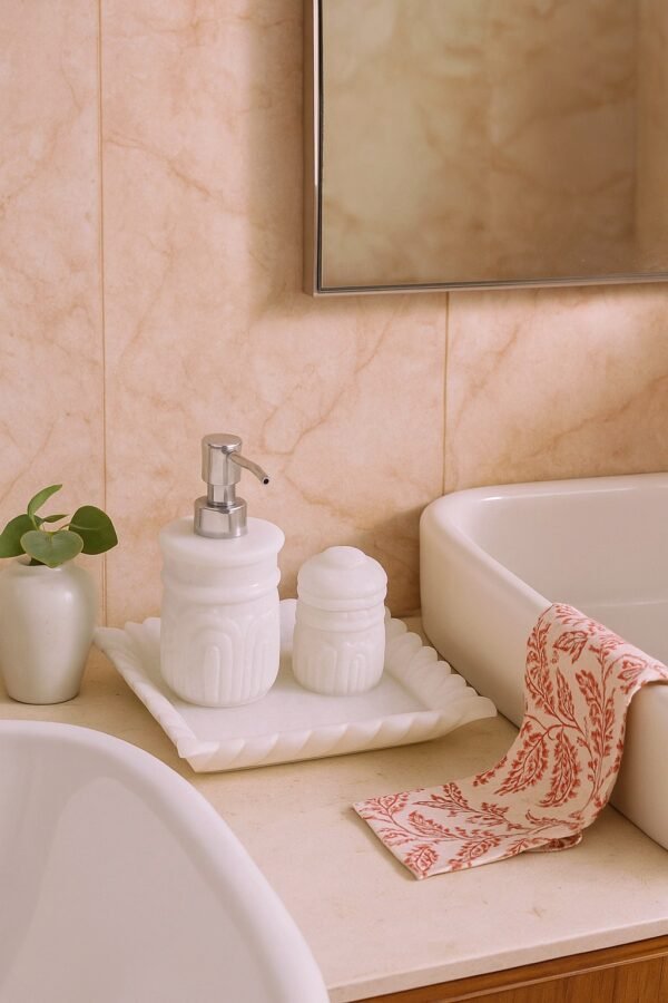 White Marble Bathroom Accessories Set
