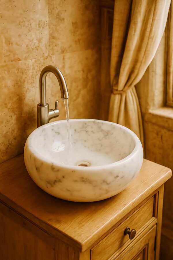 White Marble Rimmed Wash Basin - Image 3