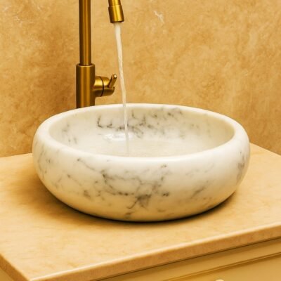 White Marble Rimmed Wash Basin