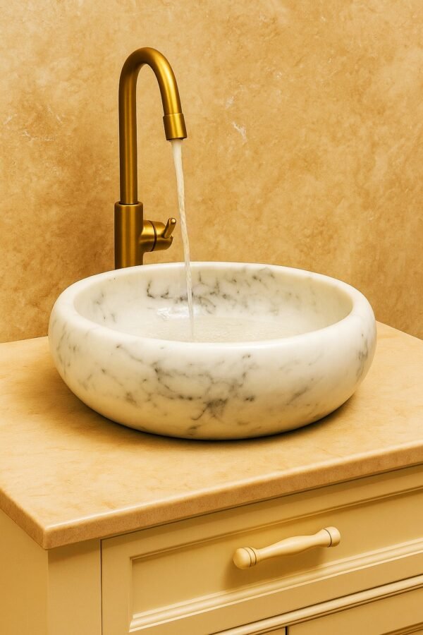 White Marble Rimmed Wash Basin