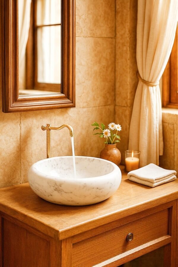 White Marble Rimmed Wash Basin - Image 2