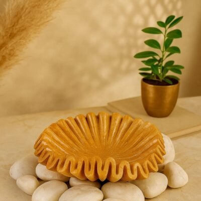 Yellow Marble Ruffle Bowl