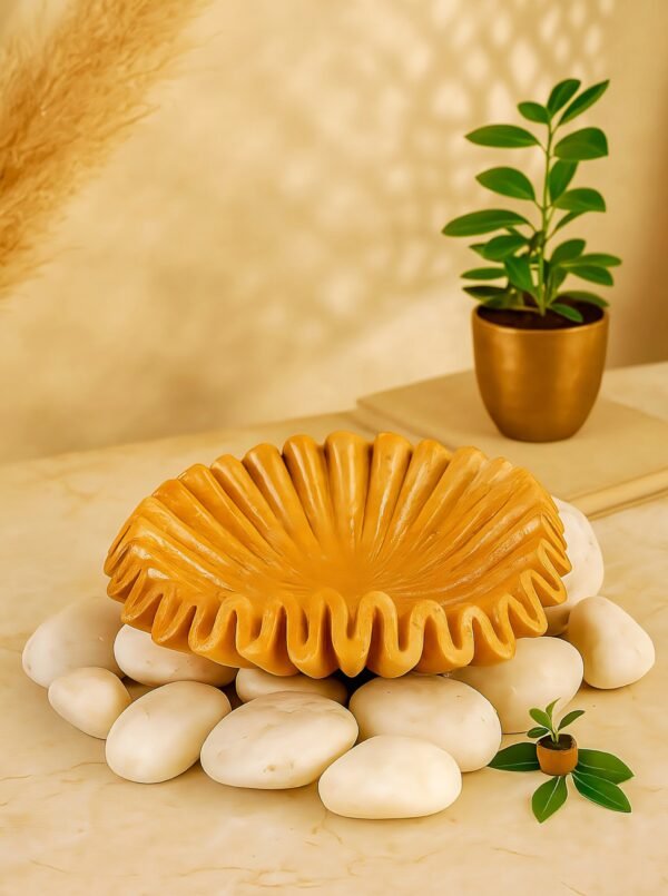 Yellow Marble Ruffle Bowl