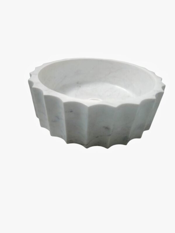 Carved Scallop Edge Marble Wash Basin - Image 5