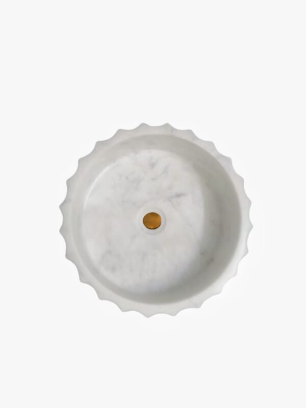 Carved Scallop Edge Marble Wash Basin - Image 3