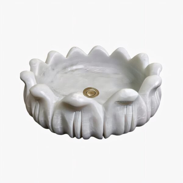 Lotus Flower Marble Wash Basin - Image 2